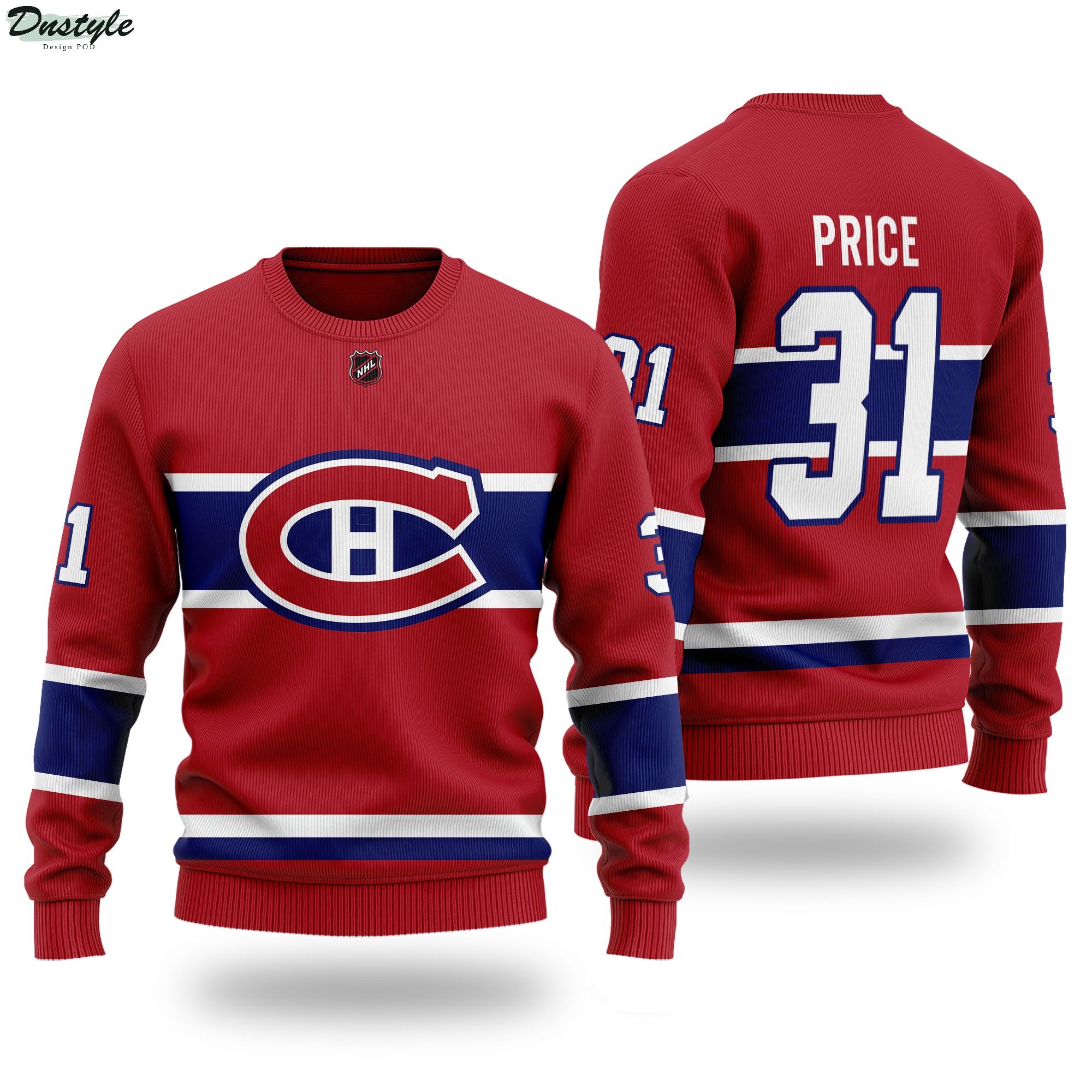 Montreal Canadiens NHL red custom name and number ugly sweater