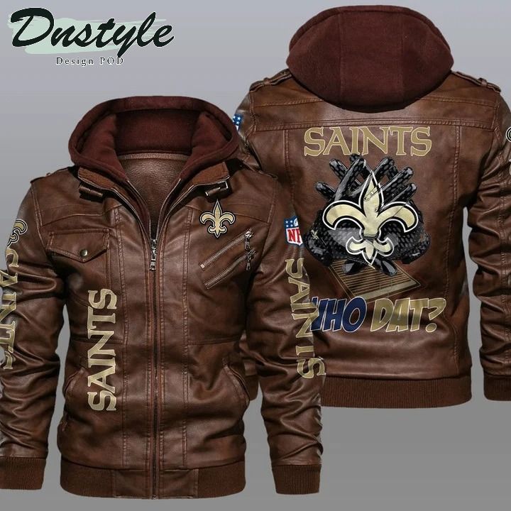 New orleans saints NFL hooded leather jacket