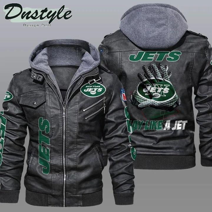 New york jets NFL hooded leather jacket