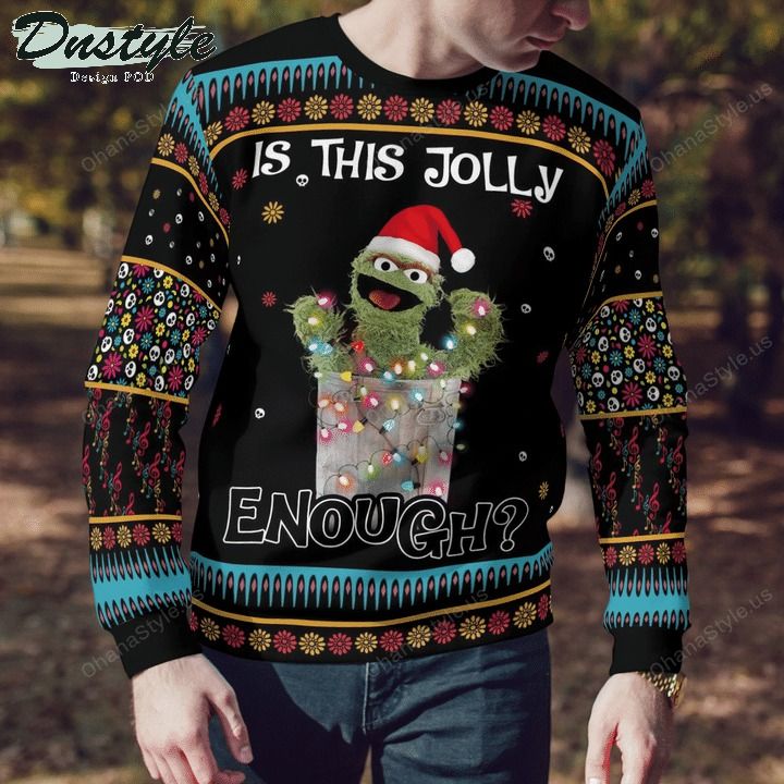 Oscar the grouch muppet is this jolly enough ugly christmas sweater 1