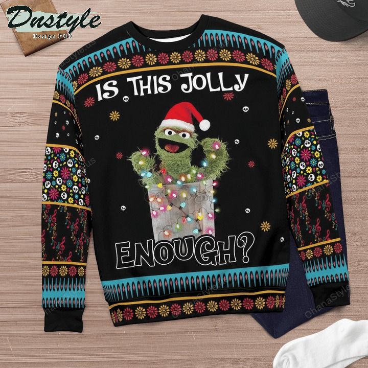 Oscar the grouch muppet is this jolly enough ugly christmas sweater 2