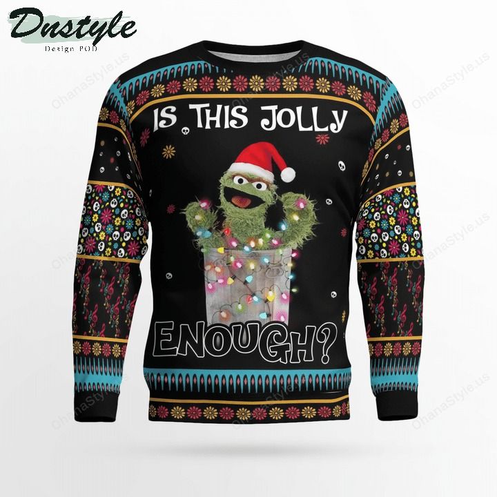 Oscar the grouch muppet is this jolly enough ugly christmas sweater 3
