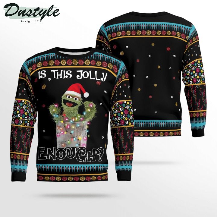 Oscar the grouch muppet is this jolly enough ugly christmas sweater