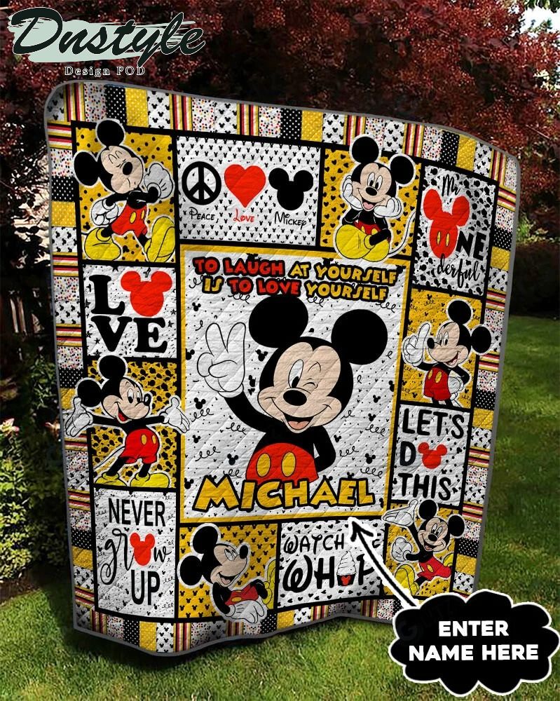 Personalized Mickey to laugh at yourself is to love yourself blanket 1