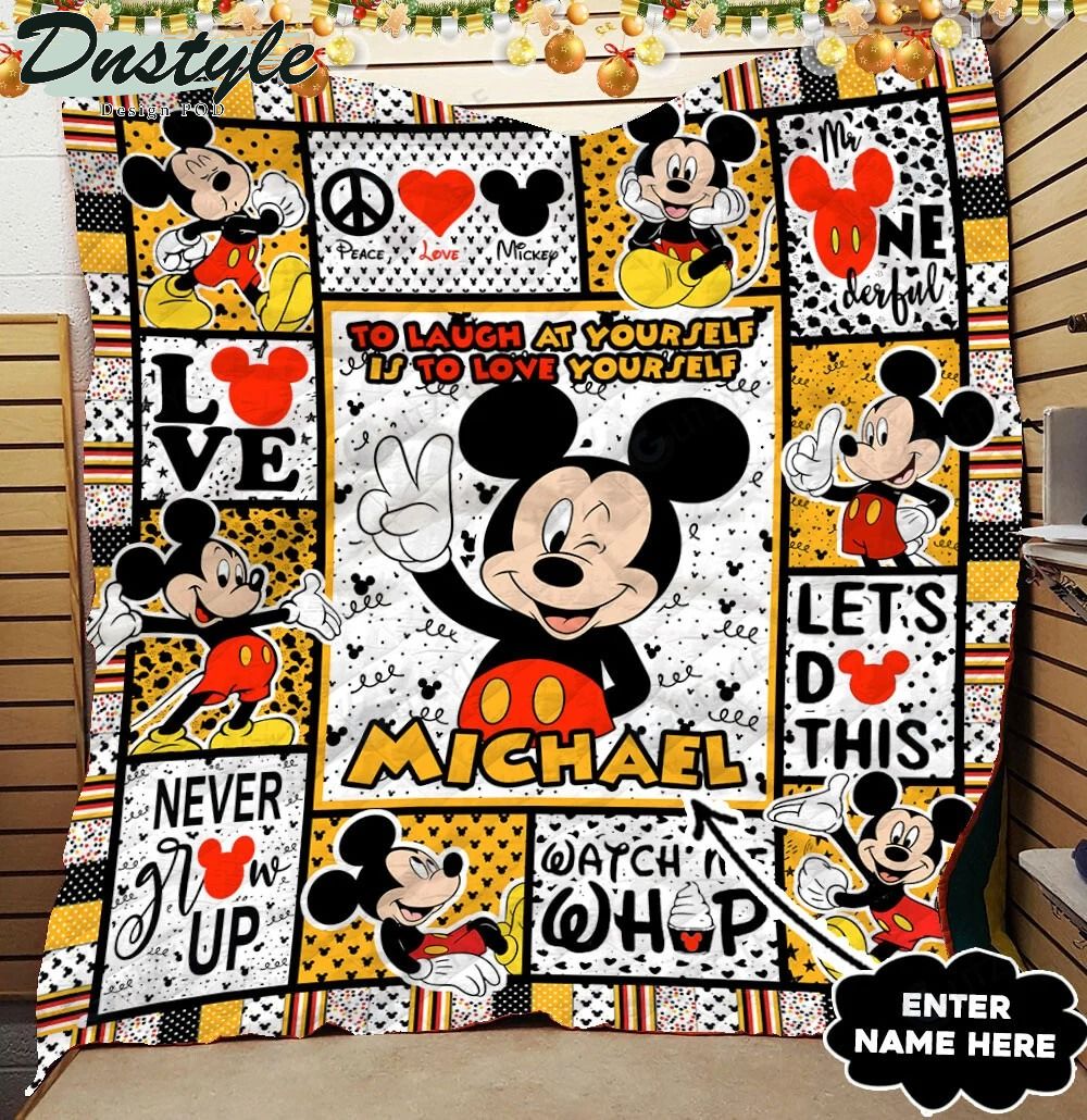 Personalized Mickey to laugh at yourself is to love yourself blanket 2