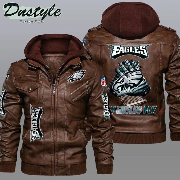 Philadelphia eagles NFL hooded leather jacket 1