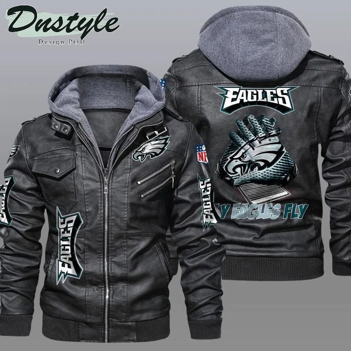 Philadelphia eagles NFL hooded leather jacket