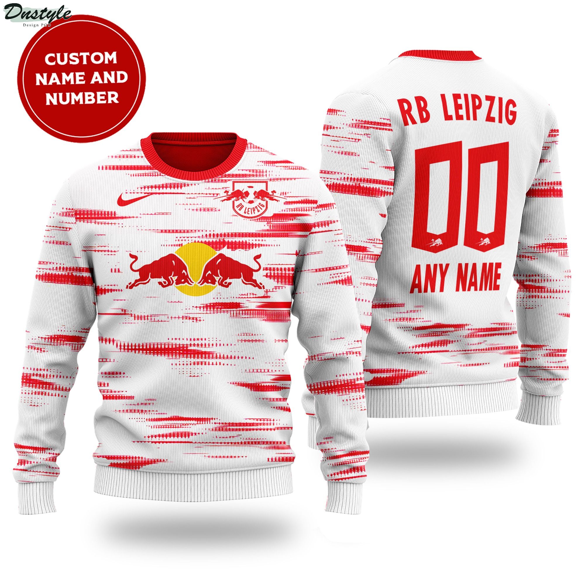 RB Leipzig custom name and number ugly sweater