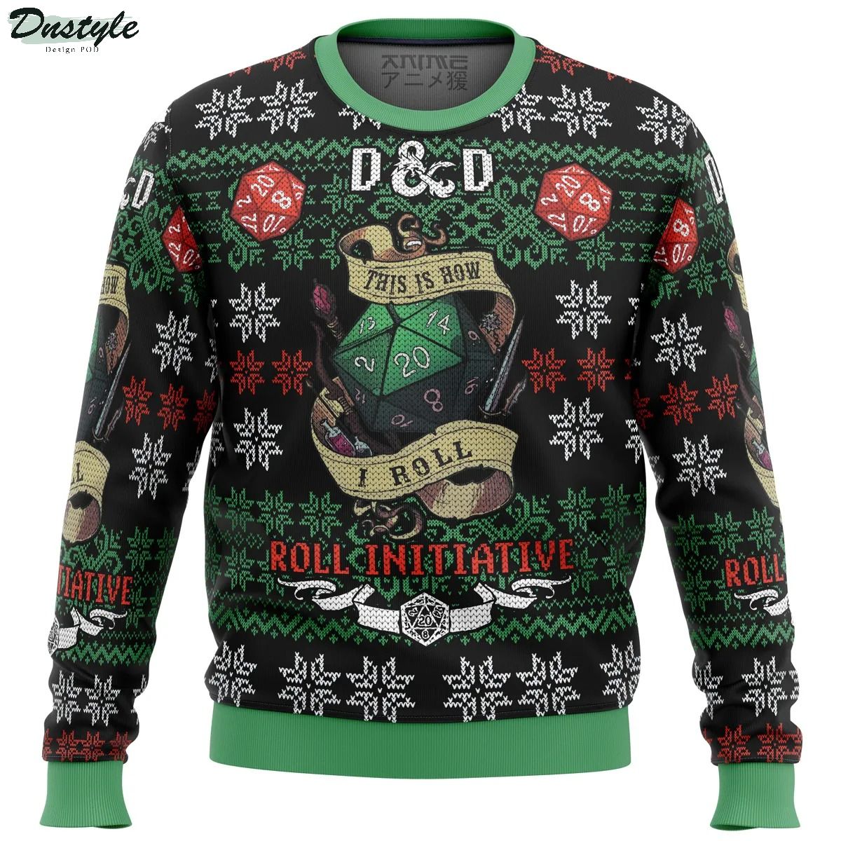 Roll Initiative Dungeons and Dragons Ugly Christmas Sweater