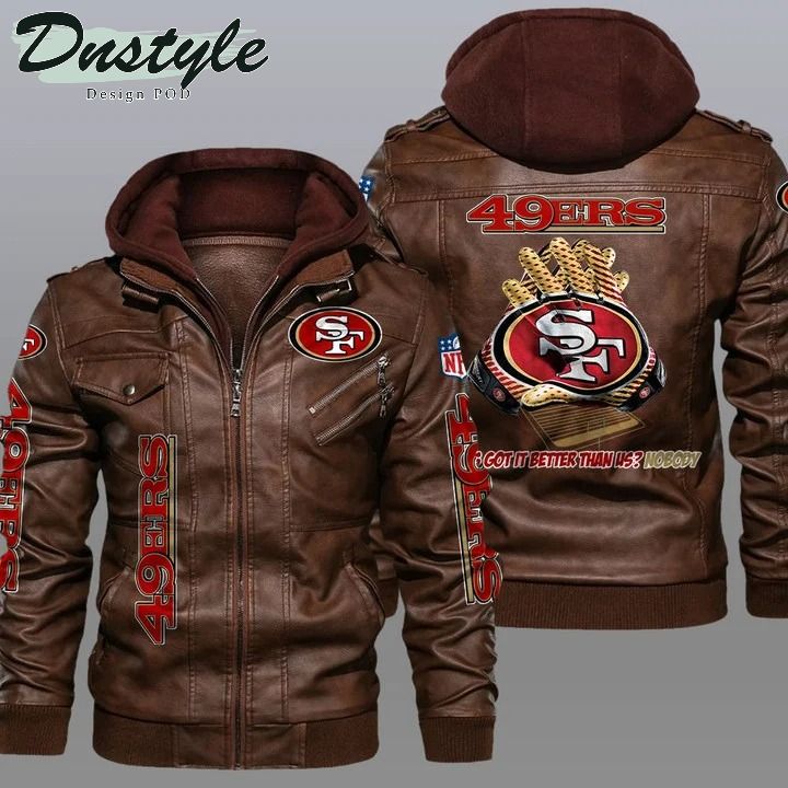 San francisco 49ers NFL hooded leather jacket 1
