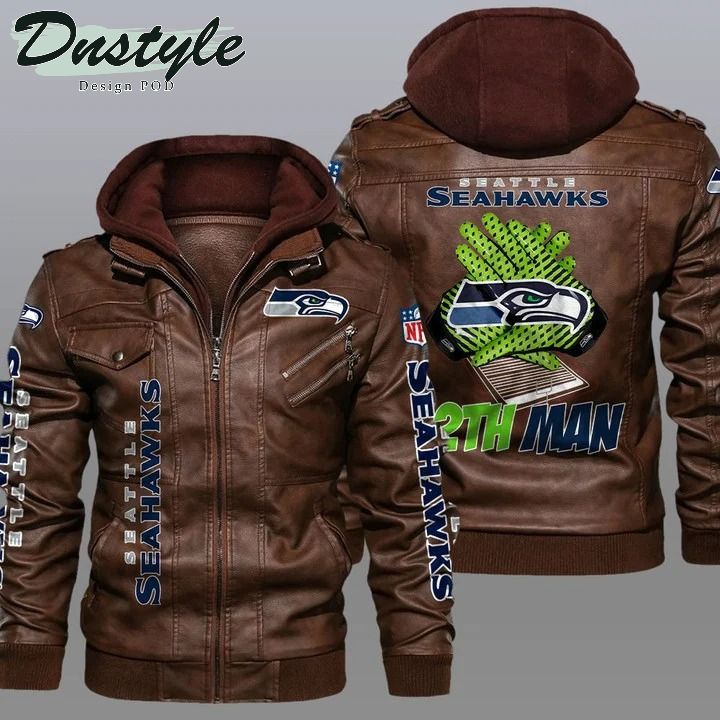 Seattle seahawks NFL hooded leather jacket 1