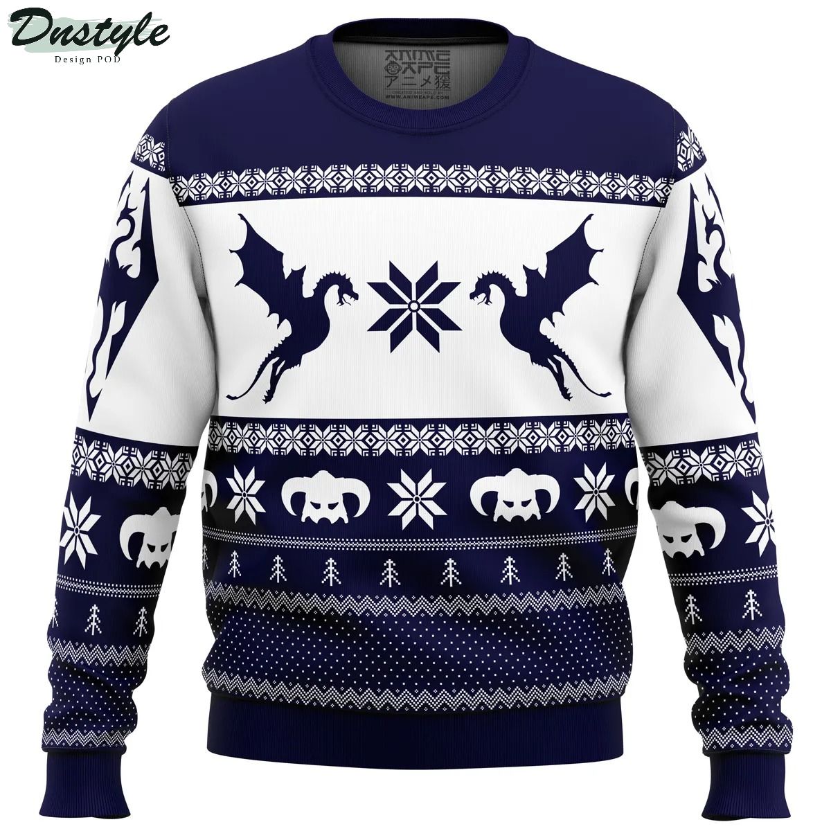 Skyrim Dragon Ugly Christmas Sweater