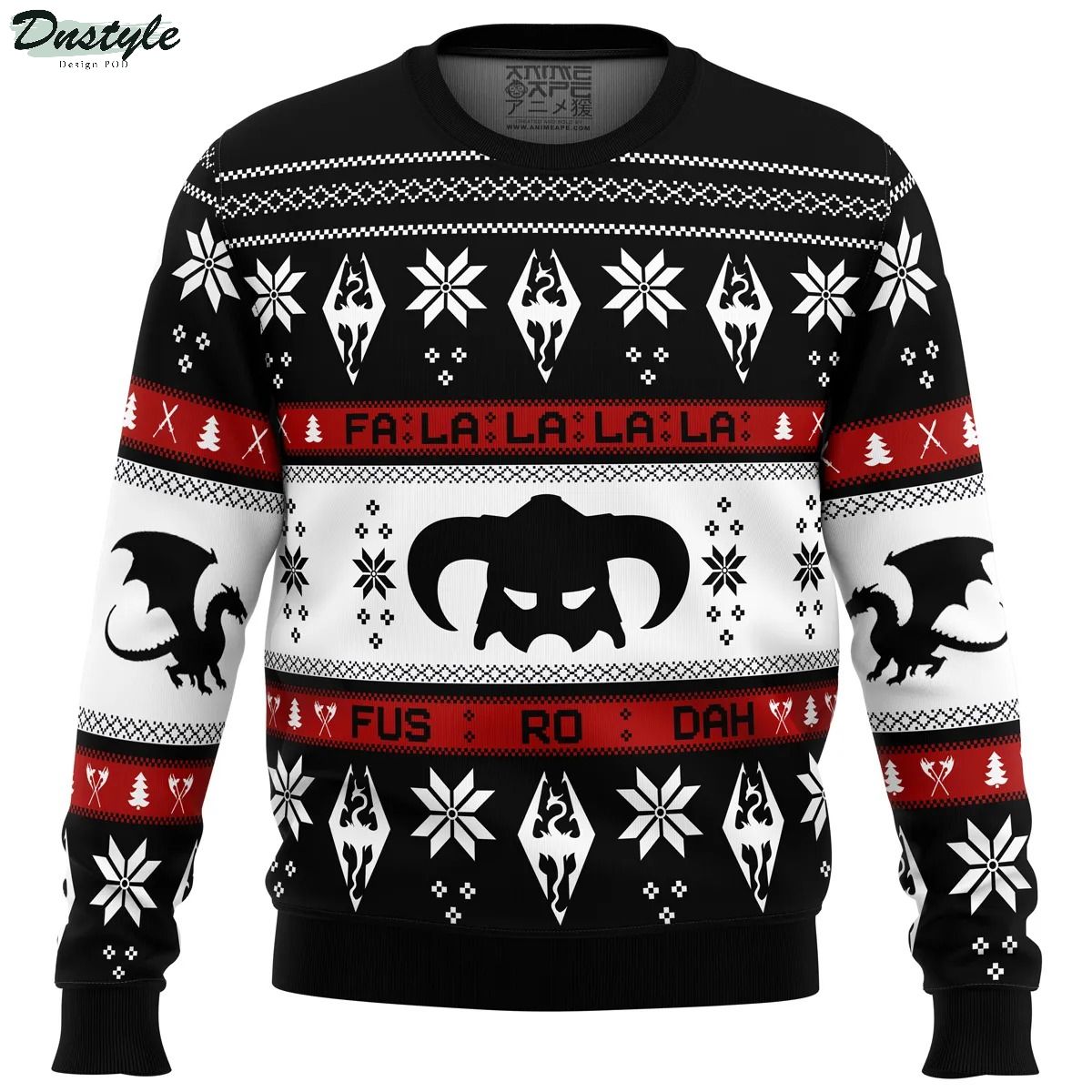 Skyrim Fusrodah Fa La La La La Ugly Christmas Sweater