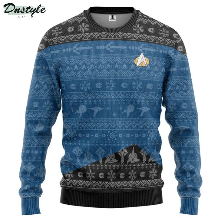 Star trek the next generation 1987 blue ugly christmas sweater 1