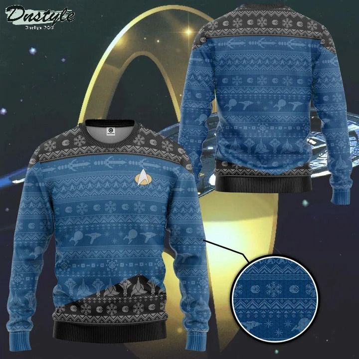 Star trek the next generation 1987 blue ugly christmas sweater