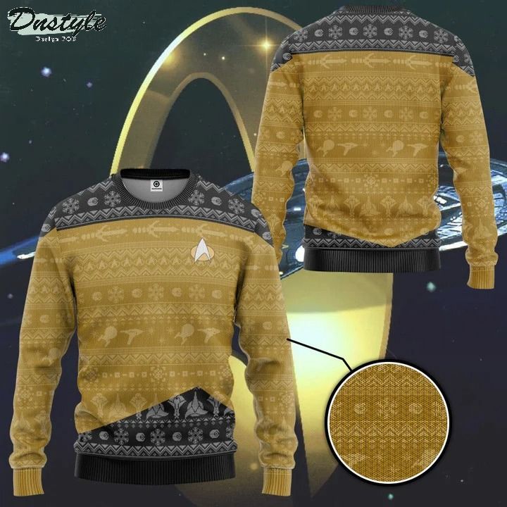 Star trek the next generation 1987 yellow ugly christmas sweater