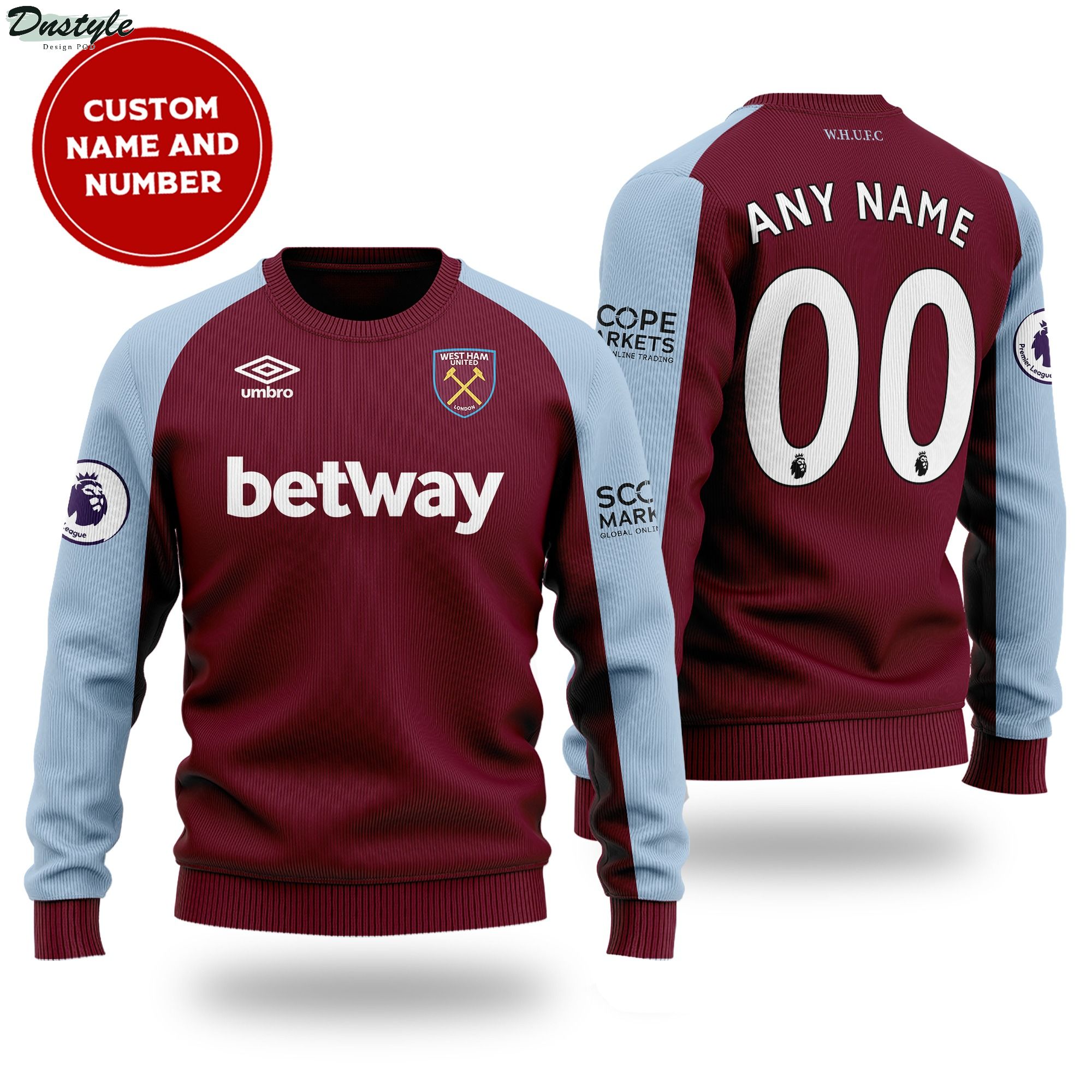 West ham custom name and number ugly sweater