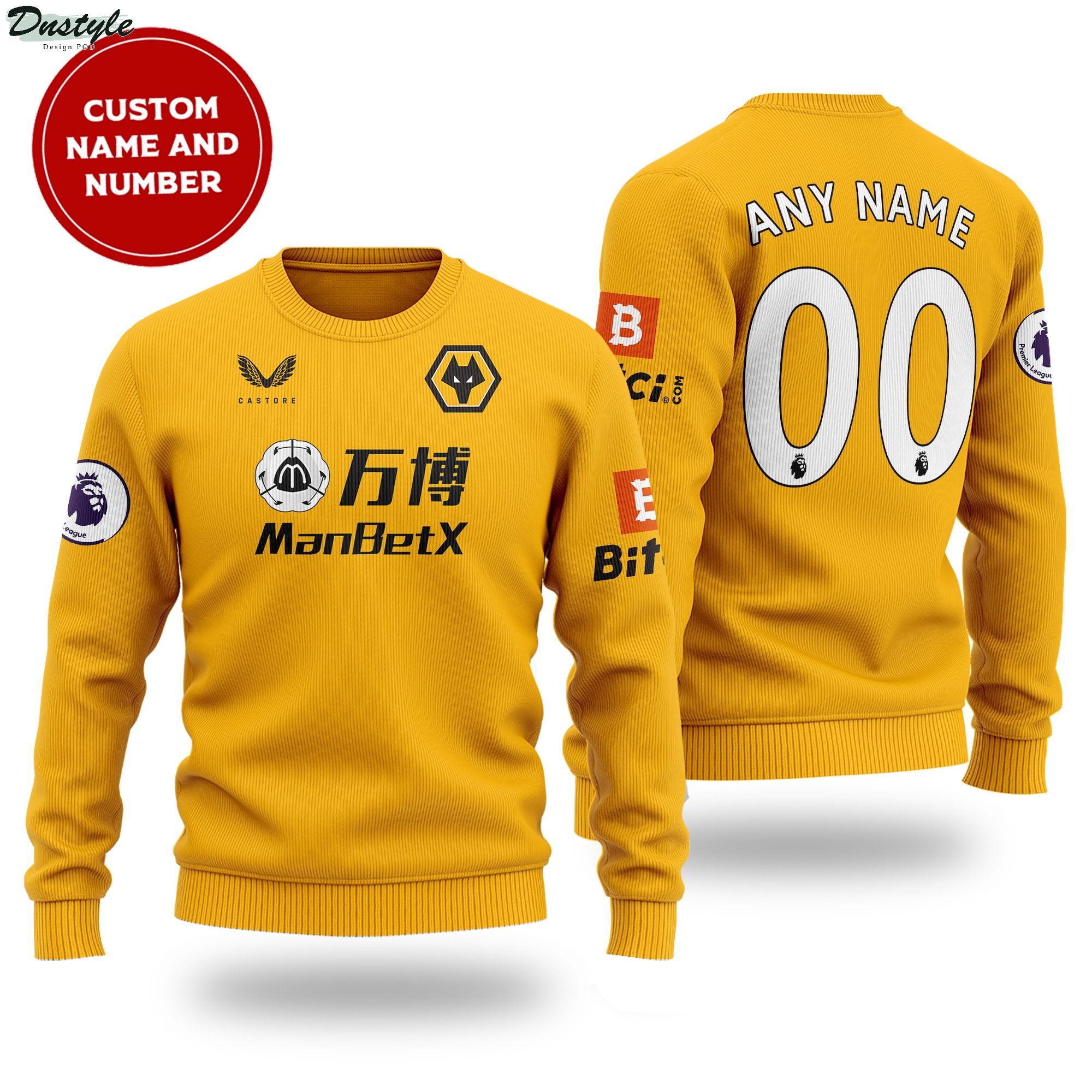 Wolverhampton Wanderers custom name and number ugly sweater