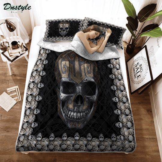 Skull halloween viking quilt bedding set