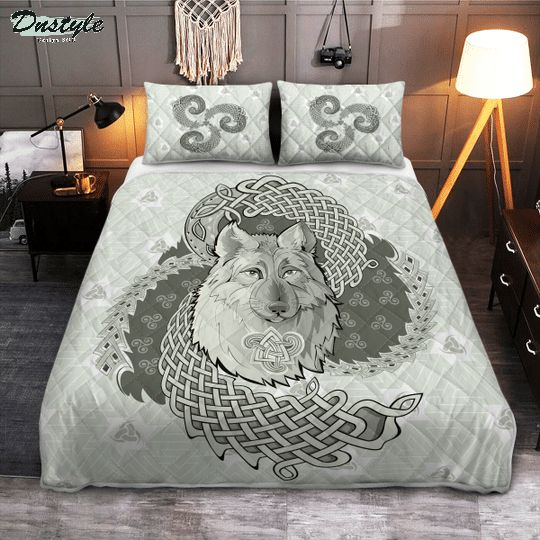 Legendary wolf from ancient mythology nordic viking quilt bedding set