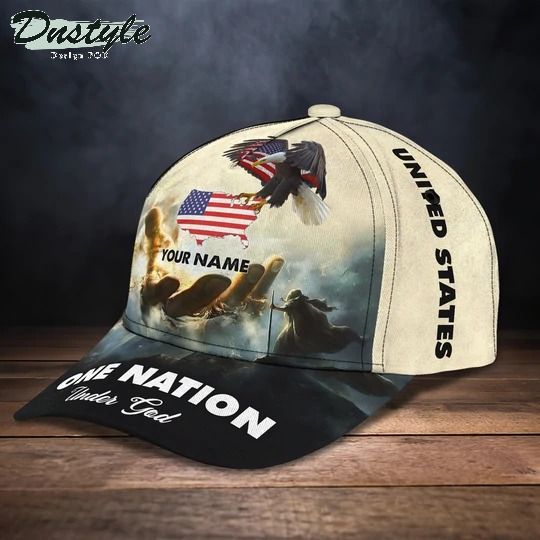 One nation under god america eagle custom name cap
