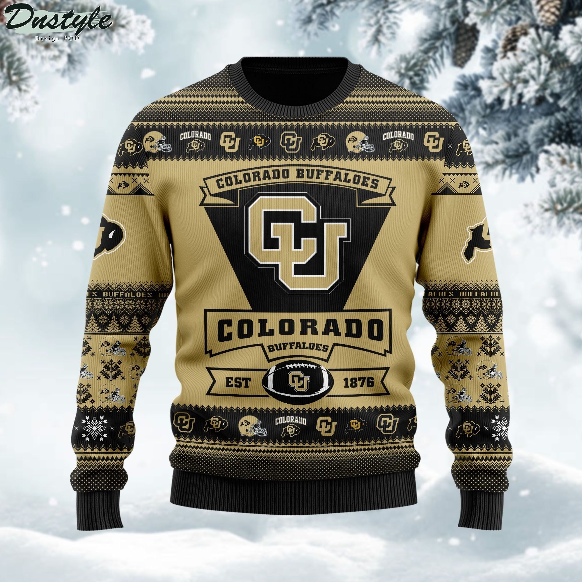 Colorado Buffaloes Football Team Logo Custom Name Personalized Ugly Christmas Sweater