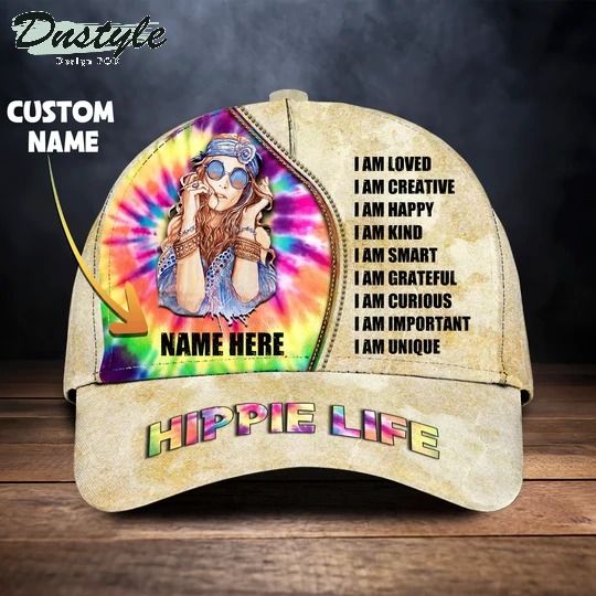 Hippie Life I am loved I am creative personalized name cap
