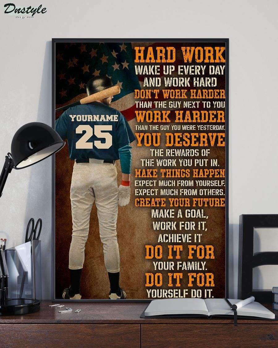 Baseball Hard Work Wake Up Every Day And Work Hard Personalized Poster 1