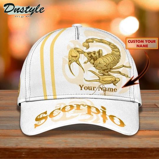 Scorpio White Personalized Name Cap