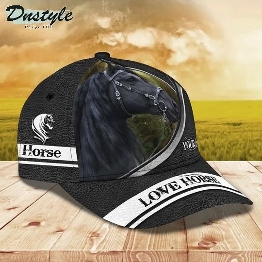 Love black horse personalized name cap