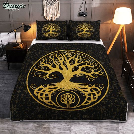 Tree of life yggdrasil viking quilt bedding set