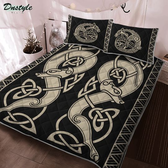 Odin's ravens huginn and muninn viking quilt bedding set