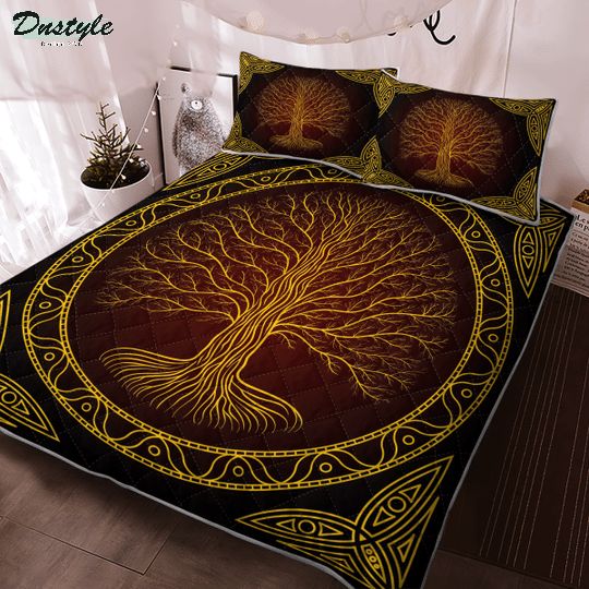 Yggdrasil tree at night viking quilt bedding set