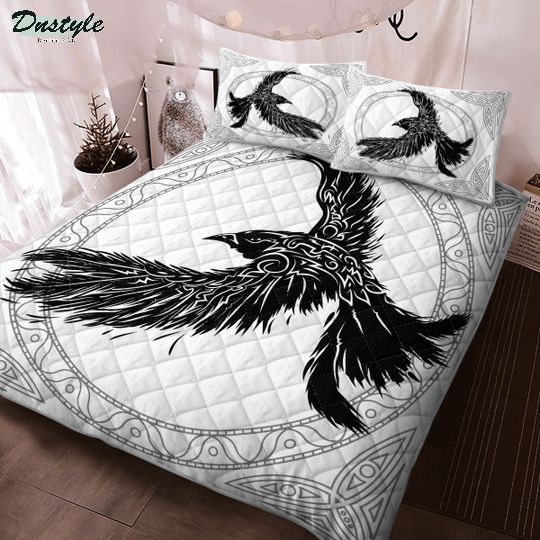 The ravens of odin in norse mythology viking quilt bedding set