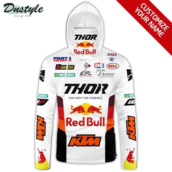 Red bull ktm factory racing 3d personalized white mask hoodie