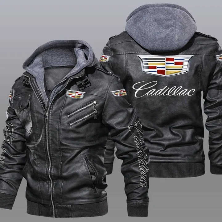 Cadillac hooded leather jacket