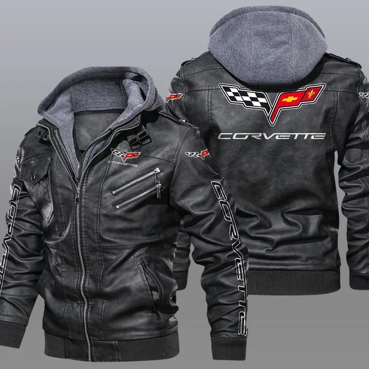 Chevrolet corvette hooded leather jacket