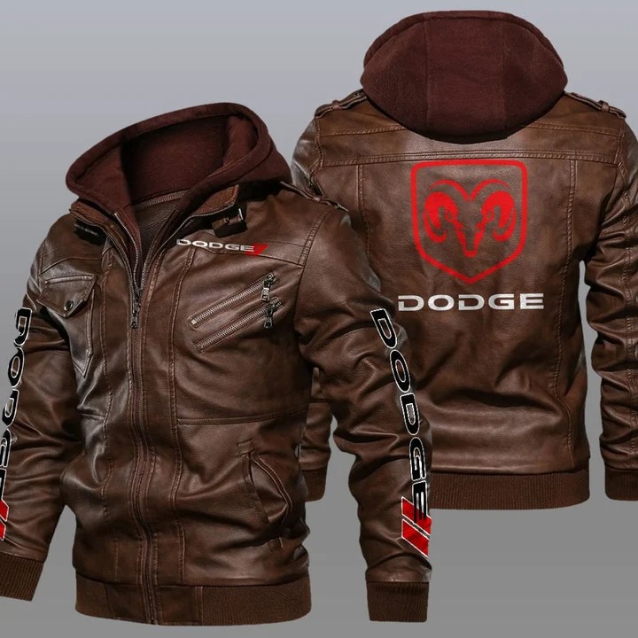 Dodge hooded leather jacket