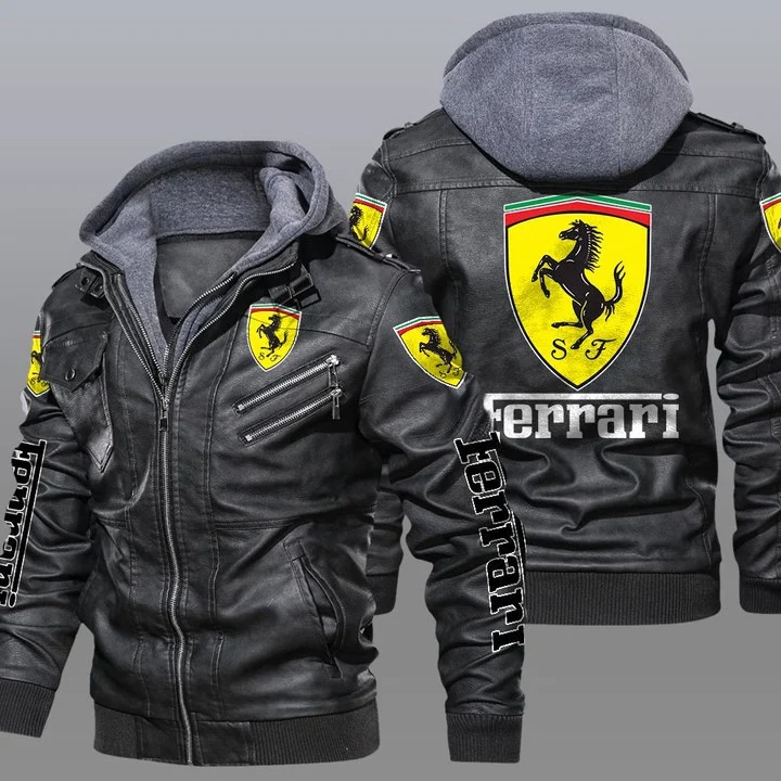 Ferrari hooded leather jacket