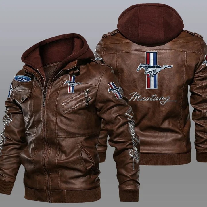 Ford mustang hooded leather jacket