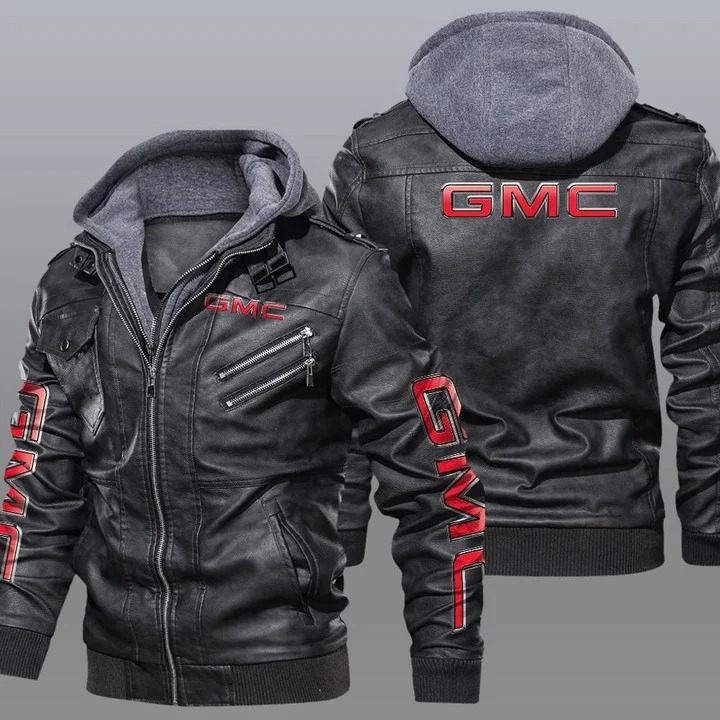 GMC hooded leather jacket
