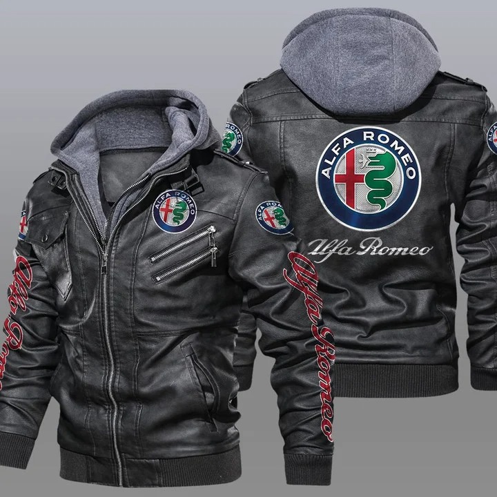 Alfa romeo hooded leather jacket