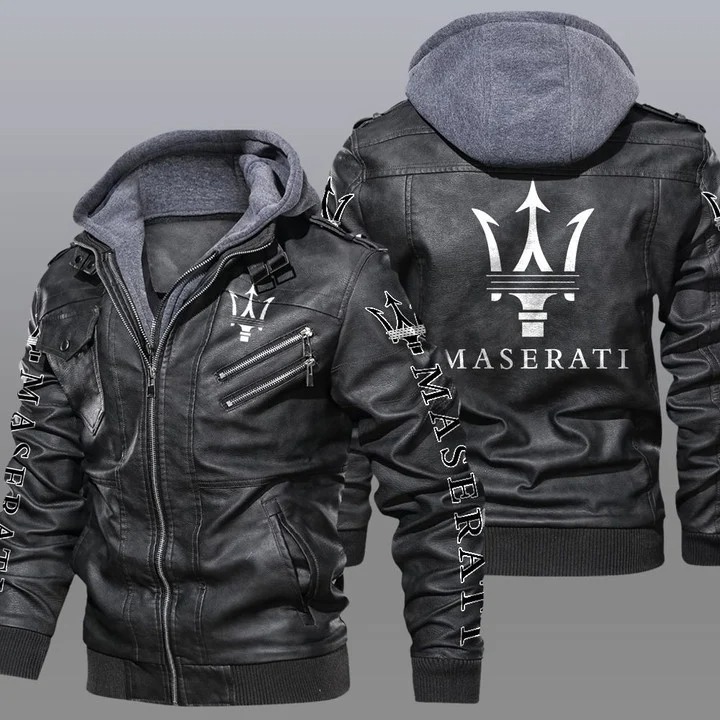 Maserati hooded leather jacket