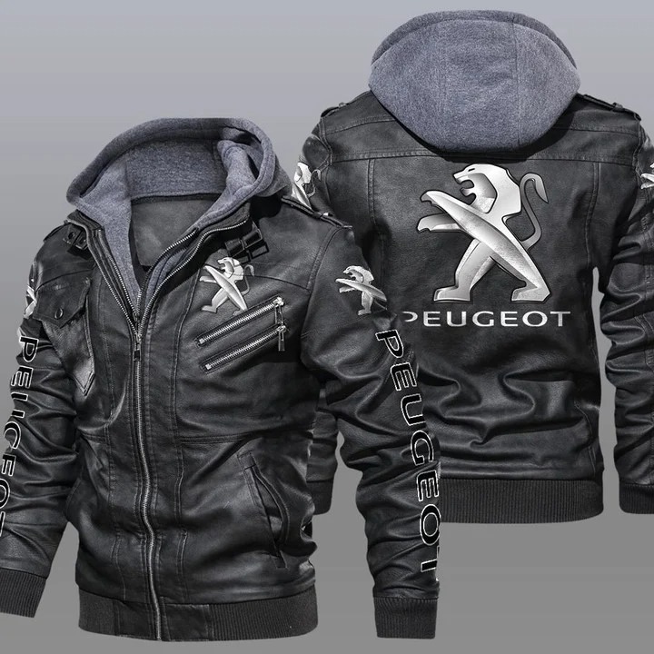 Peugeot hooded leather jacket