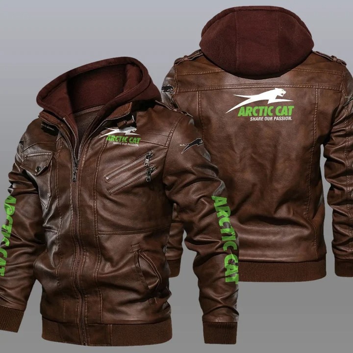 Arctic cat hooded leather jacket