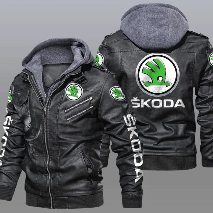 Skoda hooded leather jacket