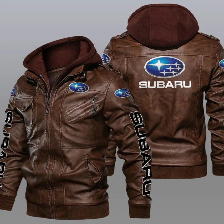 Subaru hooded leather jacket