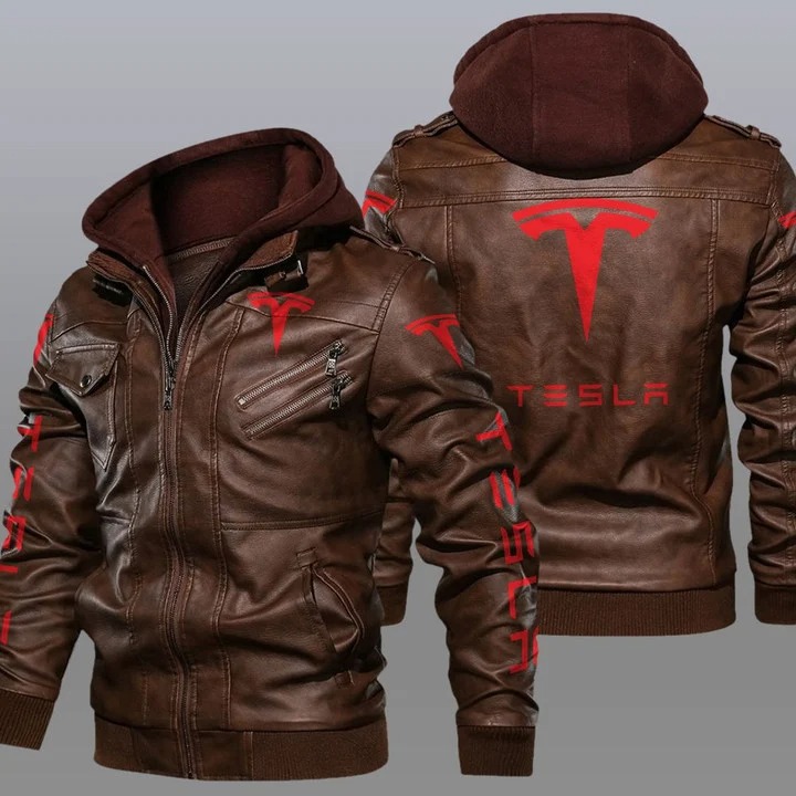 Tesla hooded leather jacket