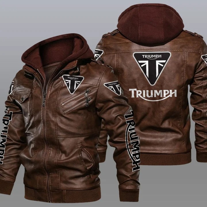 Triumph hooded leather jacket