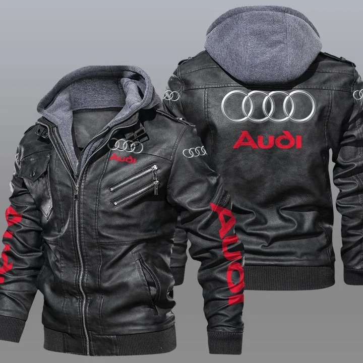 Audi hooded leather jacket